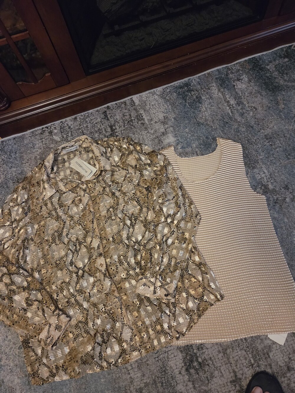 New with Tags! Notations 2-Piece Sheer Blouse & Ribbed Tank Top Set